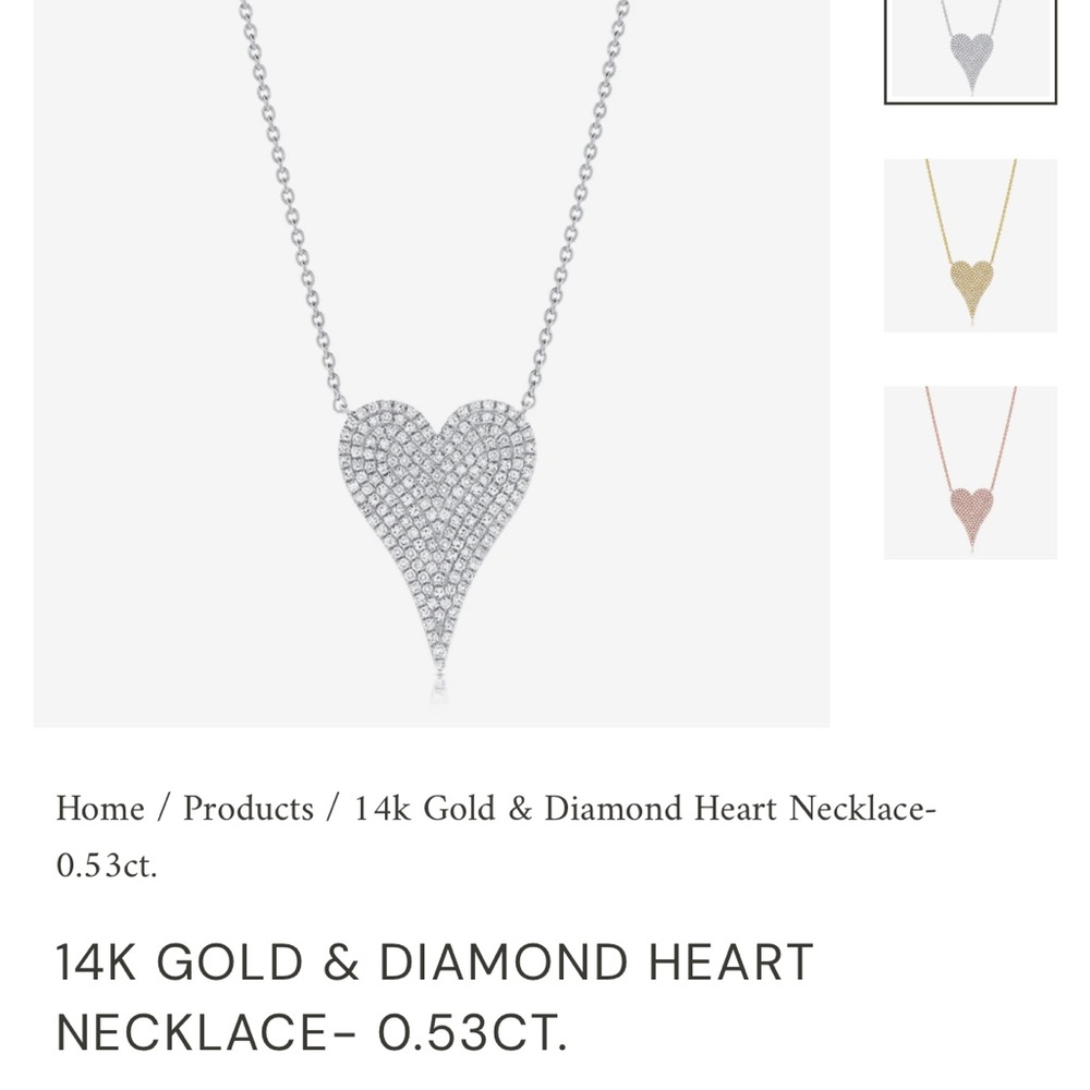 XL pave diamond heart 16-18 adjustable - Picture 7 of 7